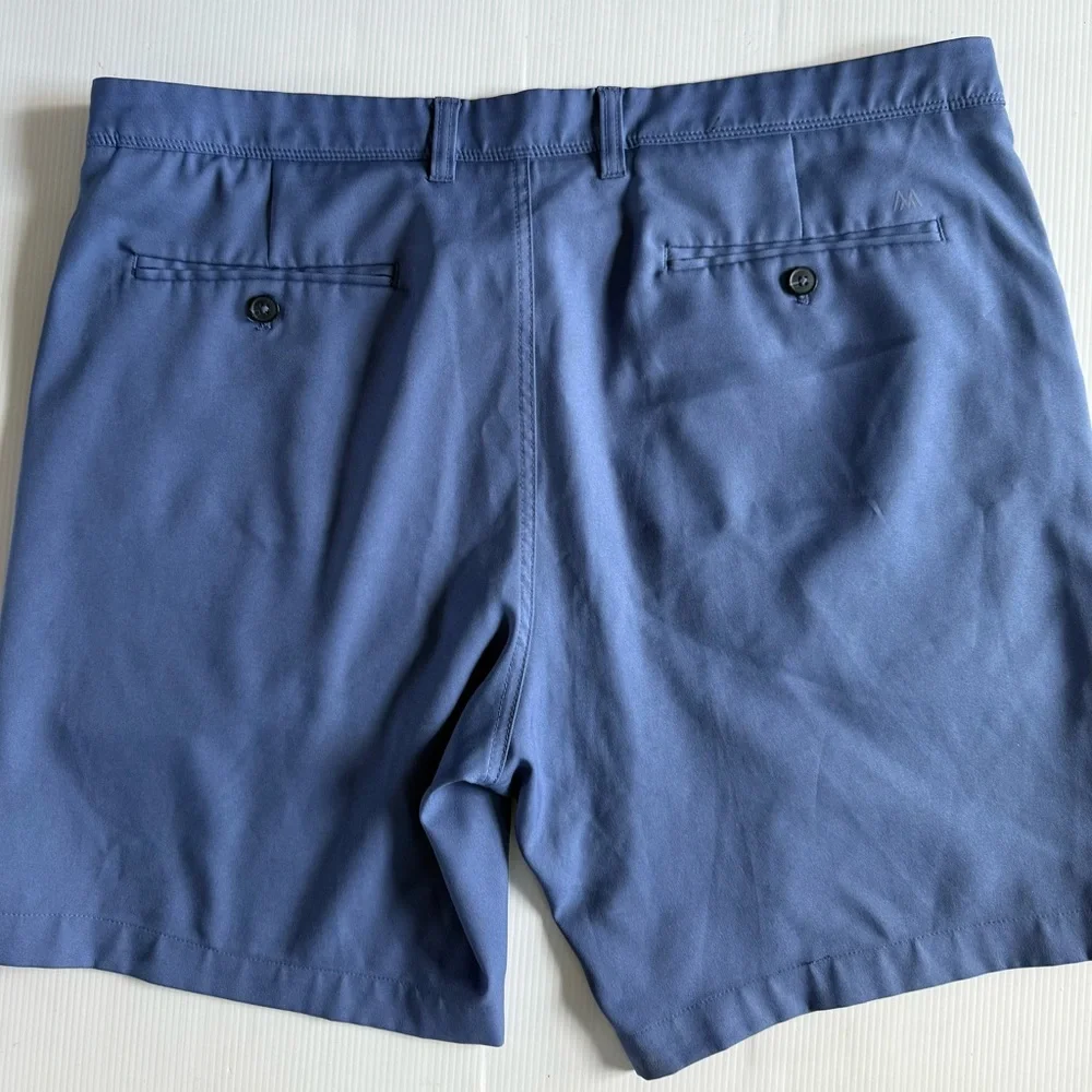 Mizzen + Main Baron Chino Golf Shorts Blue Performance Polyester‎ Size 38 , 9”